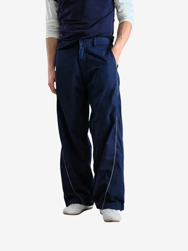 جيستو بنطلون جيستو واسع بتفاصيل ممزقة وحواف متباينة